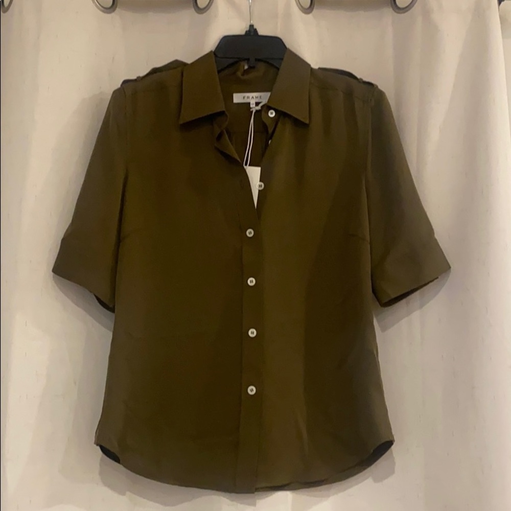 FRAME Silk Epaulette 70s Shirt